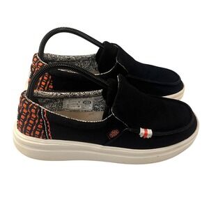 Hey Dude Misty Rise Black Palm Shoes Womens 9 Slip On Comfort Casual Loafers